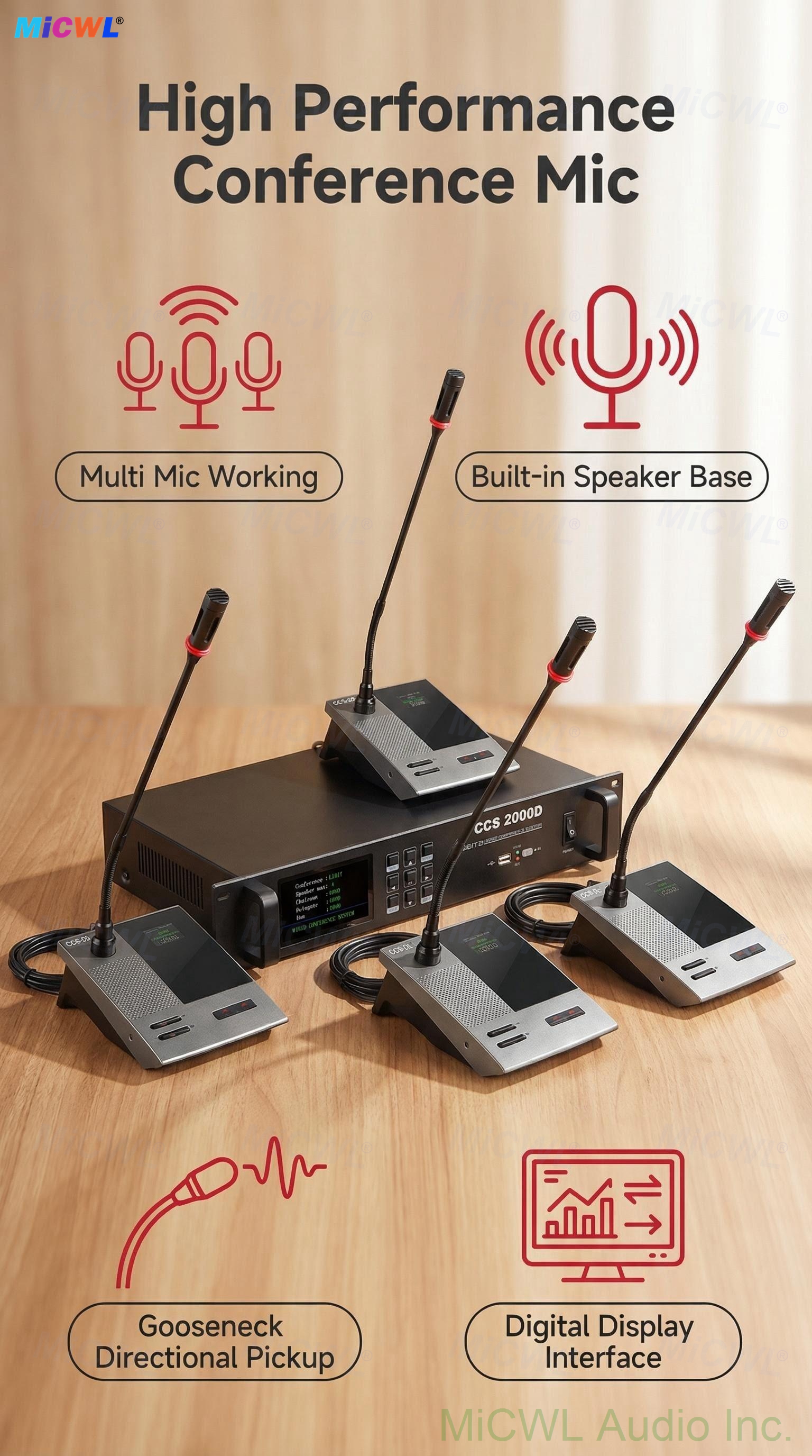 Professional Audio Conference Equipment Connection and Cabling Detail